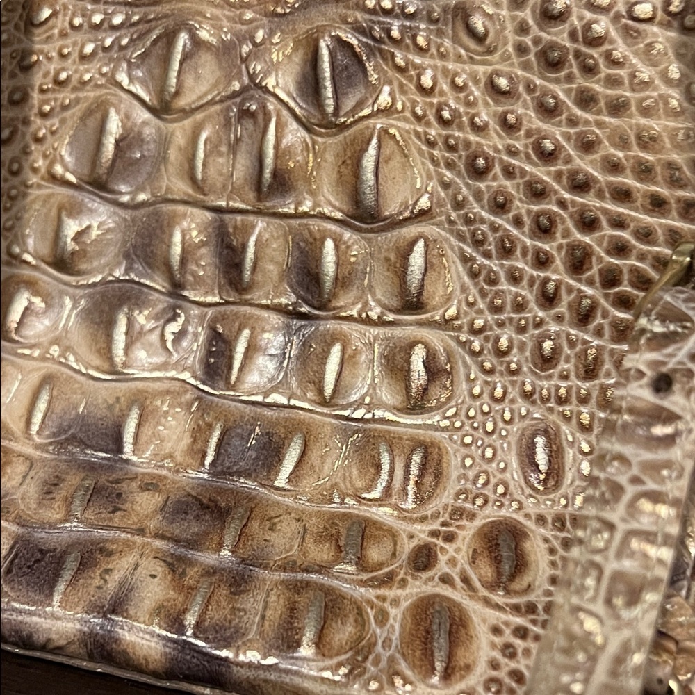 Brahmin Croc-Embossed Metallic Gold Shoulder Bag - Picture 5 of 8